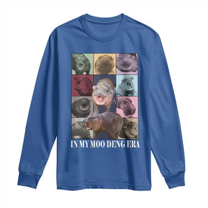 In My Moo Deng Era Long Sleeve Shirt Cute Pygmy Hippo TS02 Royal Blue Print Your Wear