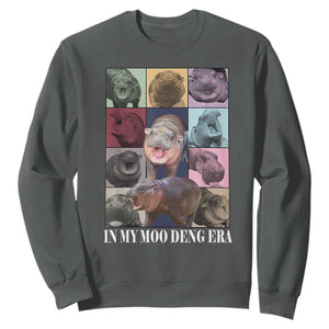 In My Moo Deng Era Sweatshirt Cute Pygmy Hippo TS02 Dark Heather Print Your Wear