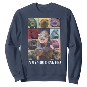 In My Moo Deng Era Sweatshirt Cute Pygmy Hippo TS02 Navy Print Your Wear