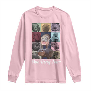 Baby Hippo Moo Deng Tour Long Sleeve Shirt Bouncy Cute Pygmy Hippopotamus TS02 Light Pink Print Your Wear