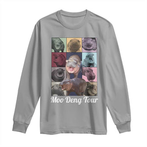 Baby Hippo Moo Deng Tour Long Sleeve Shirt Bouncy Cute Pygmy Hippopotamus TS02 Sport Gray Print Your Wear