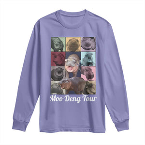 Baby Hippo Moo Deng Tour Long Sleeve Shirt Bouncy Cute Pygmy Hippopotamus TS02 Violet Print Your Wear