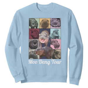 Baby Hippo Moo Deng Tour Sweatshirt Bouncy Cute Pygmy Hippopotamus TS02 Light Blue Print Your Wear