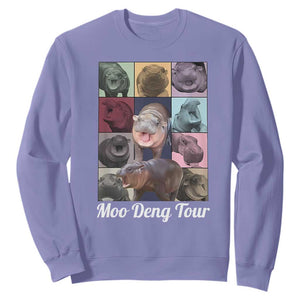 Baby Hippo Moo Deng Tour Sweatshirt Bouncy Cute Pygmy Hippopotamus TS02 Violet Print Your Wear