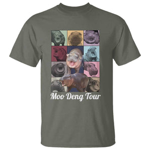 Baby Hippo Moo Deng Tour T Shirt Bouncy Cute Pygmy Hippopotamus TS02 Military Green Print Your Wear