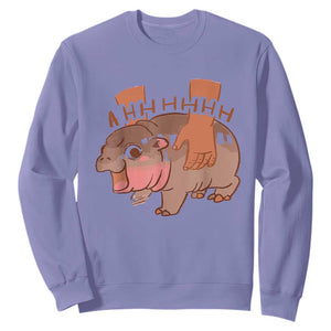 Baby Hippo Moo Deng Sweatshirt Bouncy Pig in Thai Picture The Cute Pygmy Hippopotamus TS02 Violet Print Your Wear