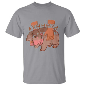 Baby Hippo Moo Deng T Shirt Bouncy Pig in Thai Picture The Cute Pygmy Hippopotamus TS02 Sport Gray Print Your Wear