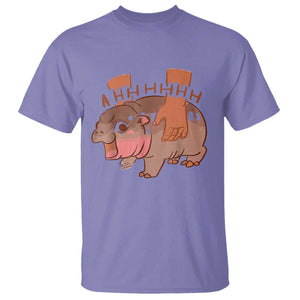 Baby Hippo Moo Deng T Shirt Bouncy Pig in Thai Picture The Cute Pygmy Hippopotamus TS02 Violet Print Your Wear