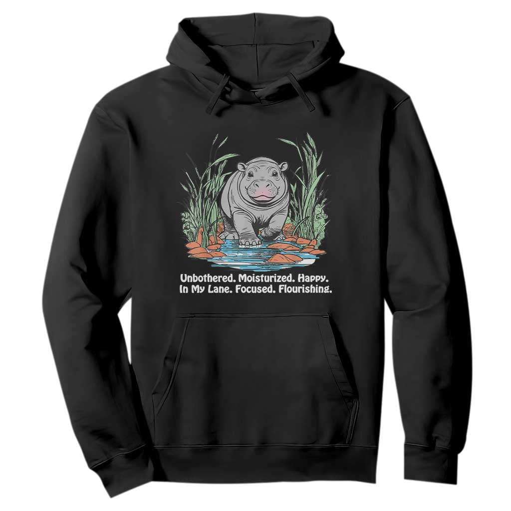 Baby Hippo Moo Deng Hoodie Unbothered Bouncy Pig Meme Cute Viral TS02 Black Print Your Wear