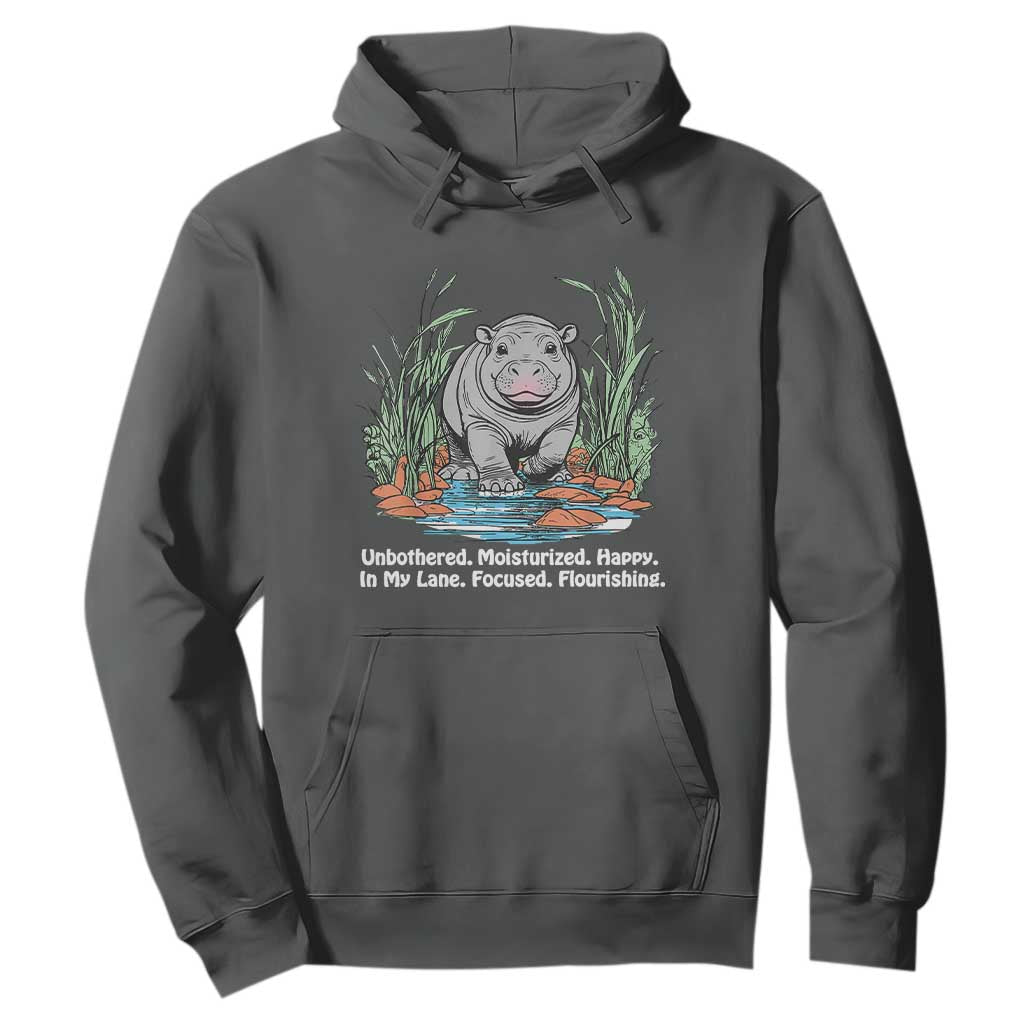 Baby Hippo Moo Deng Hoodie Unbothered Bouncy Pig Meme Cute Viral TS02 Dark Heather Print Your Wear