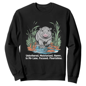 Baby Hippo Moo Deng Sweatshirt Unbothered Bouncy Pig Meme Cute Viral TS02 Black Print Your Wear