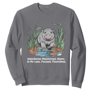 Baby Hippo Moo Deng Sweatshirt Unbothered Bouncy Pig Meme Cute Viral TS02 Charcoal Print Your Wear