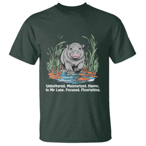 Baby Hippo Moo Deng T Shirt Unbothered Bouncy Pig Meme Cute Viral TS02 Dark Forest Green Print Your Wear