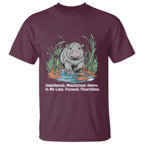 Baby Hippo Moo Deng T Shirt Unbothered Bouncy Pig Meme Cute Viral TS02 Maroon Print Your Wear