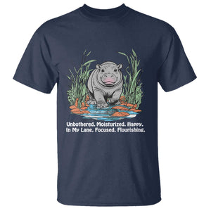 Baby Hippo Moo Deng T Shirt Unbothered Bouncy Pig Meme Cute Viral TS02 Navy Print Your Wear