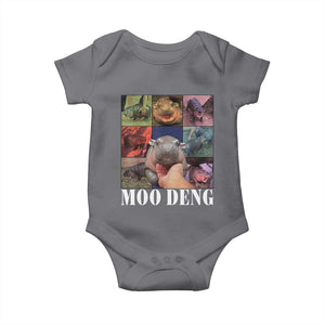 Baby Hippo Moo Deng Baby Onesie Pygmy Hippo Cute Zoo For Family TS02 Charcoal Print Your Wear