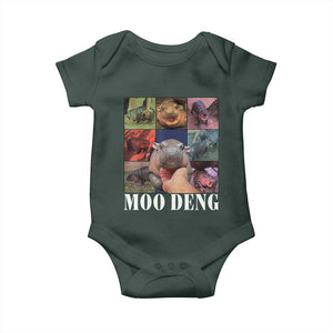 Baby Hippo Moo Deng Baby Onesie Pygmy Hippo Cute Zoo For Family TS02 Dark Forest Green Print Your Wear