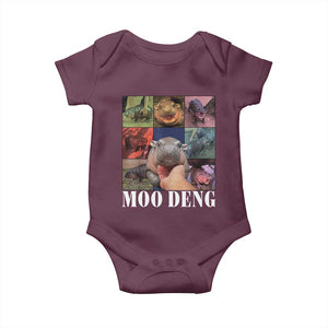 Baby Hippo Moo Deng Baby Onesie Pygmy Hippo Cute Zoo For Family TS02 Maroon Print Your Wear