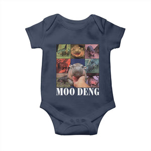 Baby Hippo Moo Deng Baby Onesie Pygmy Hippo Cute Zoo For Family TS02 Navy Print Your Wear