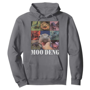 Baby Hippo Moo Deng Hoodie Pygmy Hippo Cute Zoo For Family TS02 Charcoal Print Your Wear