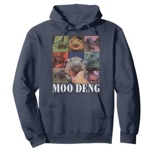 Baby Hippo Moo Deng Hoodie Pygmy Hippo Cute Zoo For Family TS02 Navy Print Your Wear