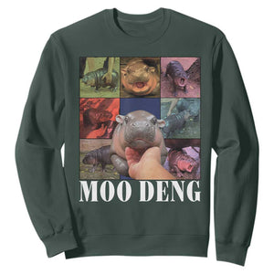 Baby Hippo Moo Deng Sweatshirt Pygmy Hippo Cute Zoo For Family TS02 Dark Forest Green Print Your Wear