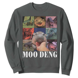 Baby Hippo Moo Deng Sweatshirt Pygmy Hippo Cute Zoo For Family TS02 Dark Heather Print Your Wear