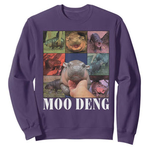 Baby Hippo Moo Deng Sweatshirt Pygmy Hippo Cute Zoo For Family TS02 Purple Print Your Wear