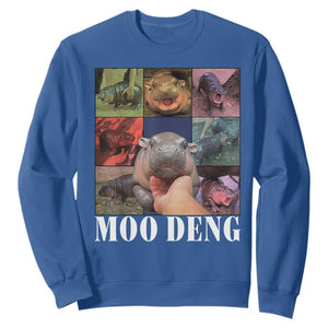 Baby Hippo Moo Deng Sweatshirt Pygmy Hippo Cute Zoo For Family TS02 Royal Blue Print Your Wear