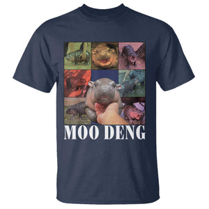 Baby Hippo Moo Deng T Shirt Pygmy Hippo Cute Zoo For Family TS02 Navy Print Your Wear