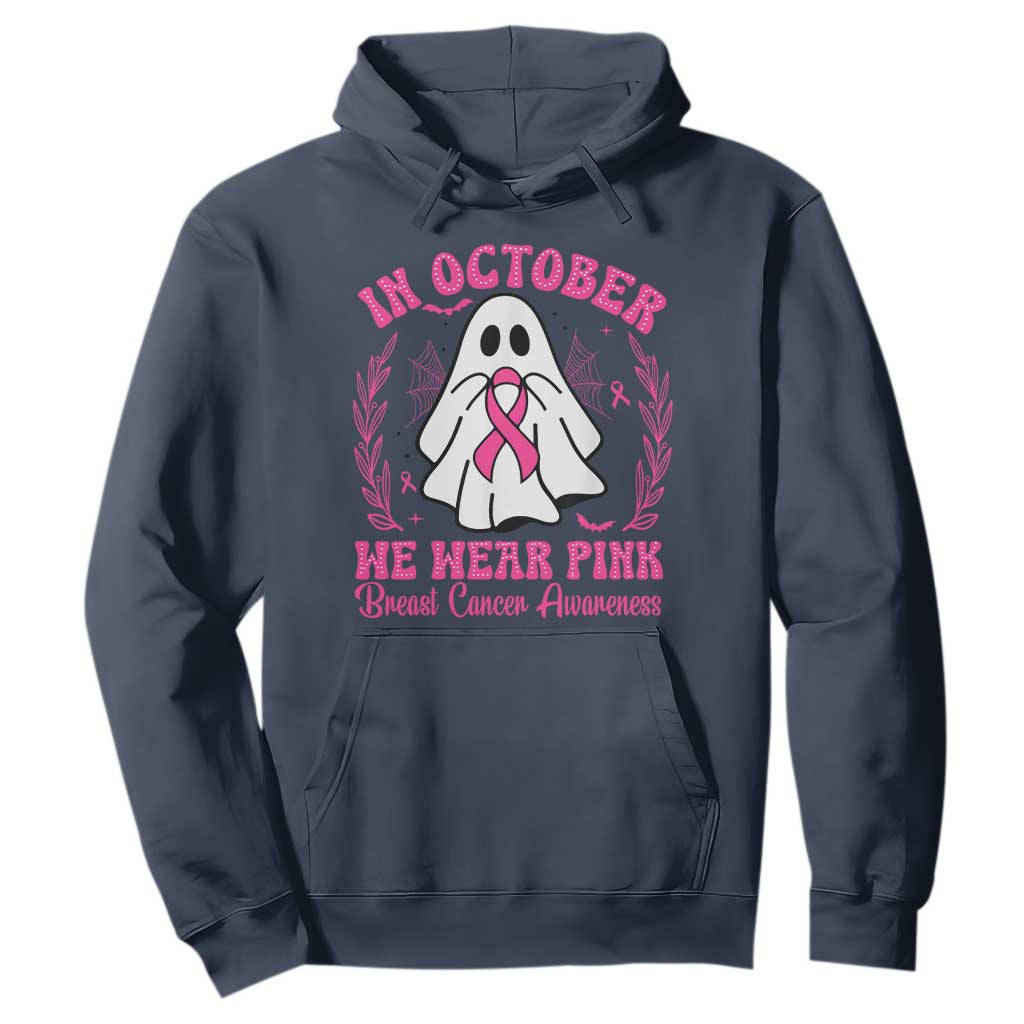 Breast Cancer Awareness Hoodie In October We Wear Pink TS02 Navy Print Your Wear