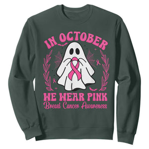 Breast Cancer Awareness Sweatshirt In October We Wear Pink TS02 Dark Forest Green Print Your Wear