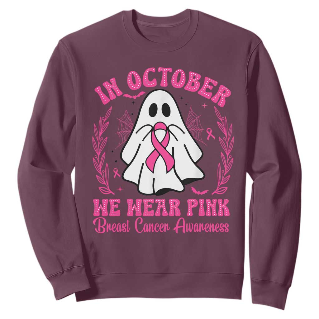 Breast Cancer Awareness Sweatshirt In October We Wear Pink TS02 Maroon Print Your Wear