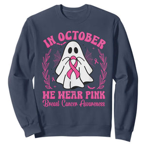 Breast Cancer Awareness Sweatshirt In October We Wear Pink TS02 Navy Print Your Wear