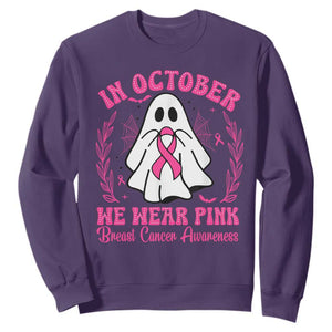 Breast Cancer Awareness Sweatshirt In October We Wear Pink TS02 Purple Print Your Wear