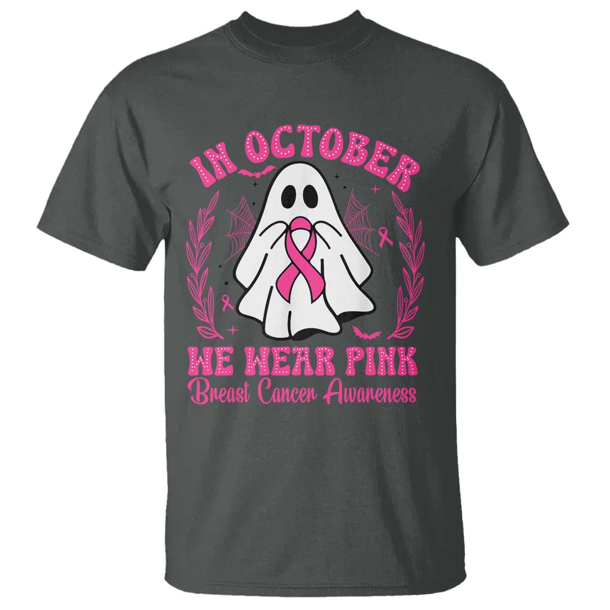 Breast Cancer Awareness T Shirt In October We Wear Pink TS02 Dark Heather Print Your Wear