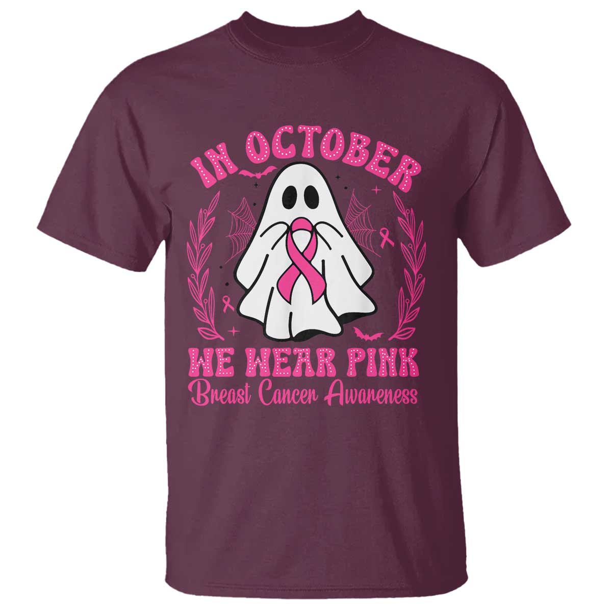 Breast Cancer Awareness T Shirt In October We Wear Pink TS02 Maroon Print Your Wear