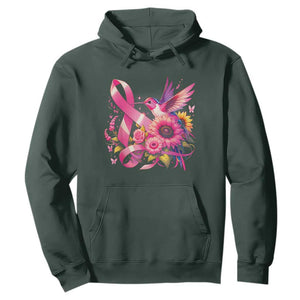 Breast Cancer Awareness Hoodie Hummingbird Pink Ribbon Support TS02 Dark Forest Green Print Your Wear