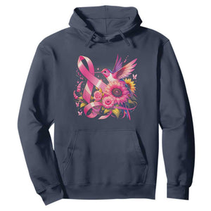 Breast Cancer Awareness Hoodie Hummingbird Pink Ribbon Support TS02 Navy Print Your Wear