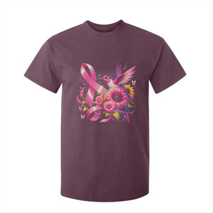 Breast Cancer Awareness T Shirt For Kid Hummingbird Pink Ribbon Support TS02 Maroon Print Your Wear