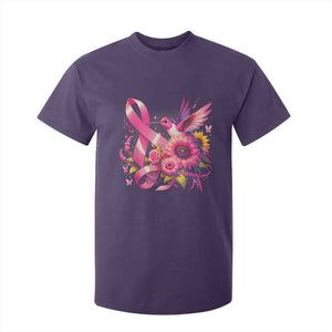 Breast Cancer Awareness T Shirt For Kid Hummingbird Pink Ribbon Support TS02 Purple Print Your Wear