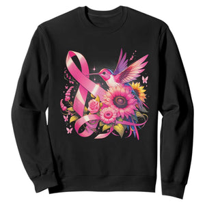 Breast Cancer Awareness Sweatshirt Hummingbird Pink Ribbon Support TS02 Black Print Your Wear