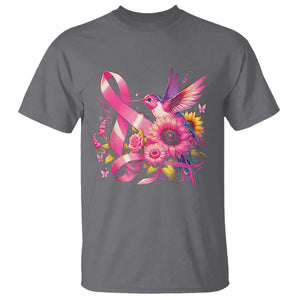 Breast Cancer Awareness T Shirt Hummingbird Pink Ribbon Support TS02 Charcoal Print Your Wear