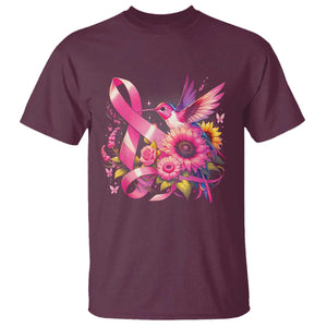 Breast Cancer Awareness T Shirt Hummingbird Pink Ribbon Support TS02 Maroon Print Your Wear