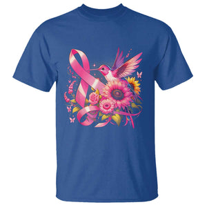 Breast Cancer Awareness T Shirt Hummingbird Pink Ribbon Support TS02 Royal Blue Print Your Wear