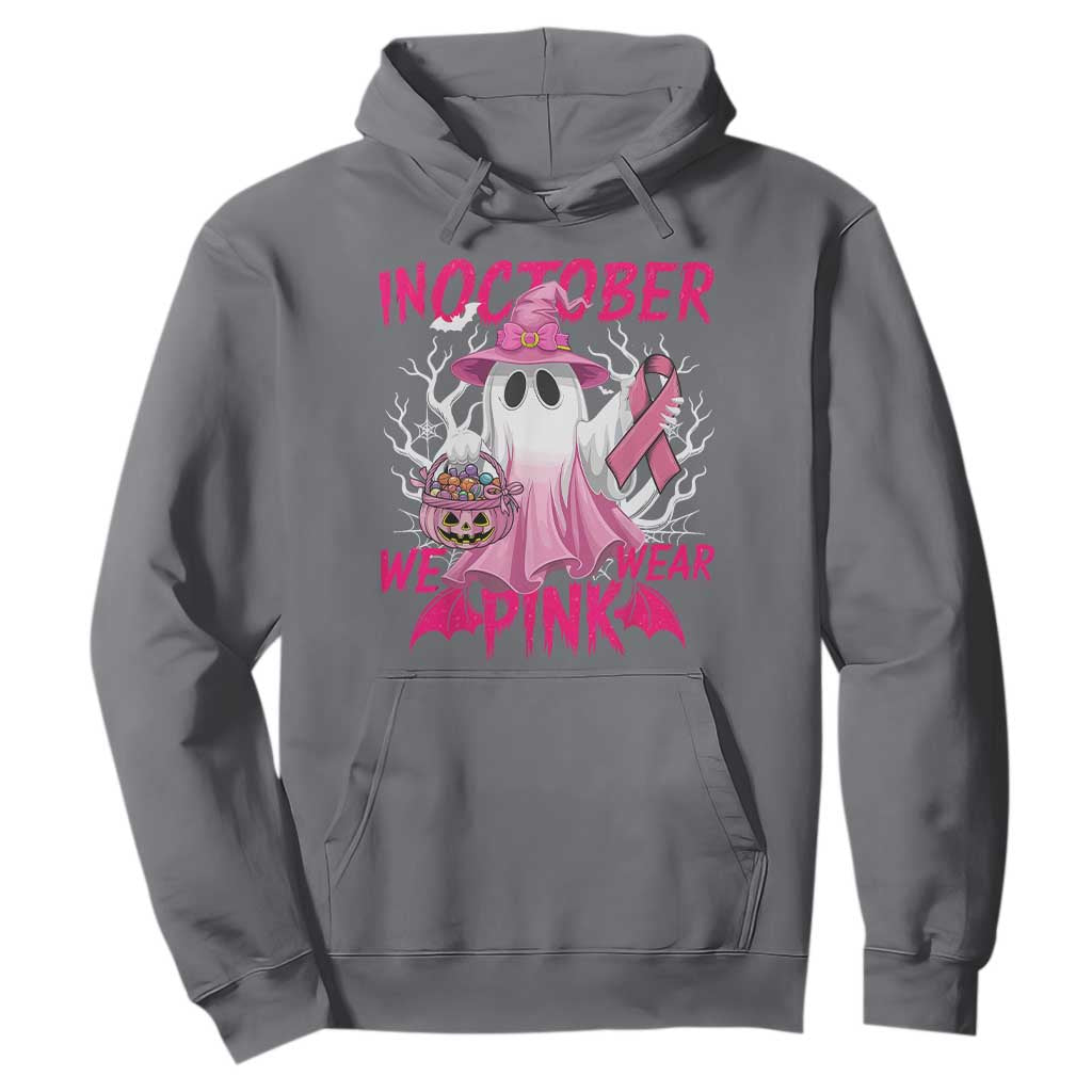 Breast Cancer Awareness Hoodie In October We Wear Pink Ghost TS02 Charcoal Print Your Wear