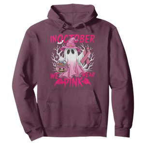 Breast Cancer Awareness Hoodie In October We Wear Pink Ghost TS02 Maroon Print Your Wear