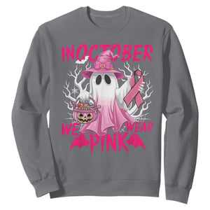 Breast Cancer Awareness Sweatshirt In October We Wear Pink Ghost TS02 Charcoal Print Your Wear