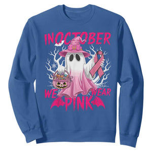 Breast Cancer Awareness Sweatshirt In October We Wear Pink Ghost TS02 Royal Blue Print Your Wear