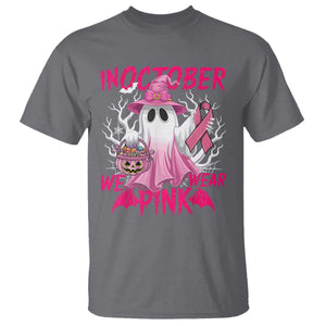 Breast Cancer Awareness T Shirt In October We Wear Pink Ghost TS02 Charcoal Print Your Wear